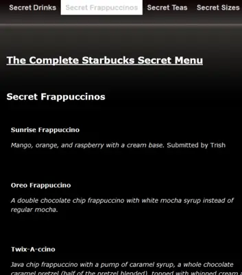 Complete Starbucks Secret Menu android App screenshot 3